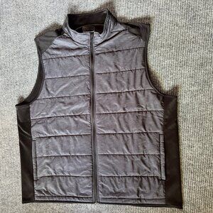 PGA Tour Gray Black Ultrasonic Print Puffer Golf Vest Size 2XL Full Zip Front
